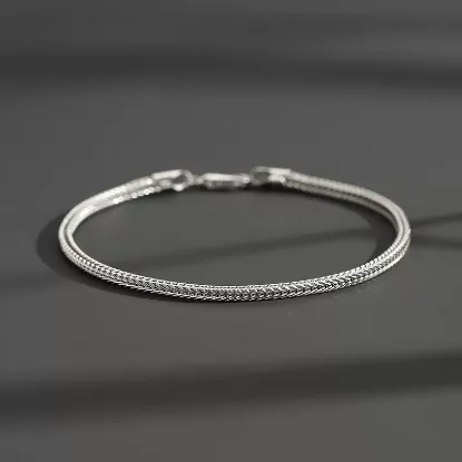 Picture of Silver bracelet men's men's men's silver bracelet is simple and generous, trendy, cold, simple, snake bone bracelet