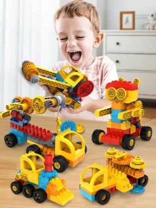 Picture of Children's large particle building blocks, mechanical gears, science and education, 2 puzzle assembly toys