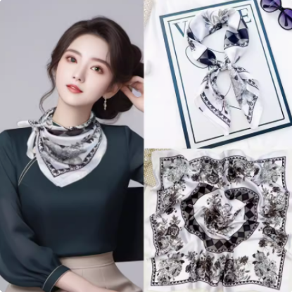 Picture of In the spring and autumn of 2024, the new fashion small square scarf female western mother scarf neck-protecting temperament wears a scarf.