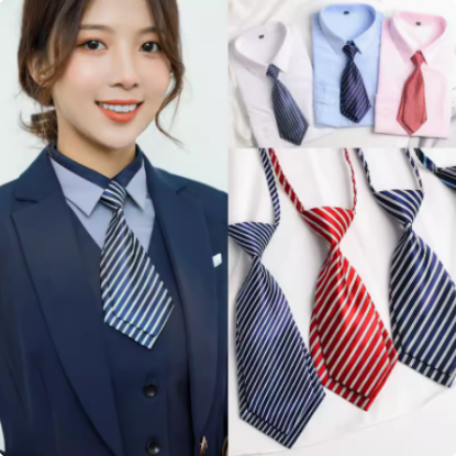 Picture of Professional dress business women's small tie college wind double blade tie stripes Korean students bow tie.