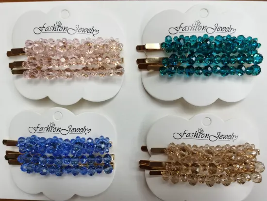 Picture of Handmade crystal beaded hairpin side clip and word clip